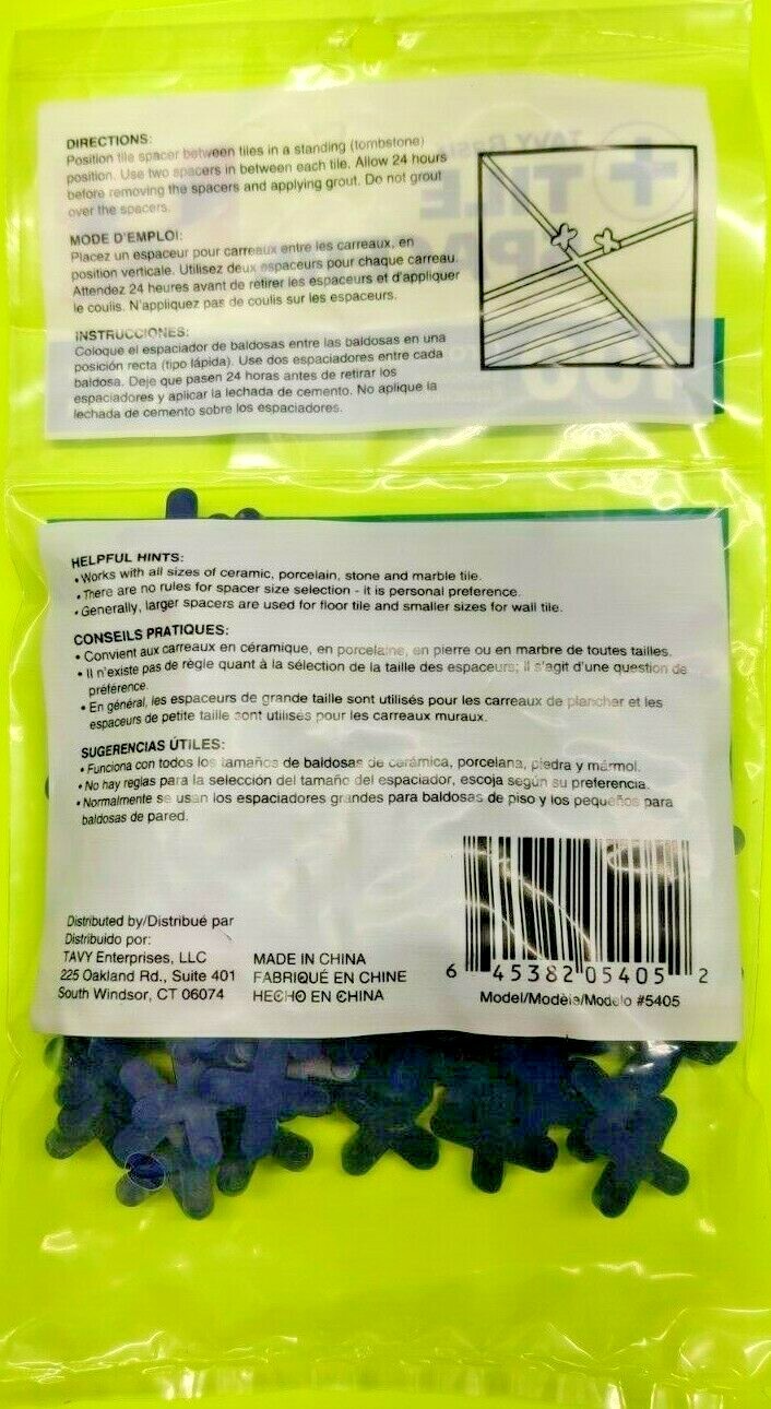 (5 Bags)Tavy Basix Cross Tile Grout Spacers 3/16in 5mm 500pc Pack New(5x 100pcs)