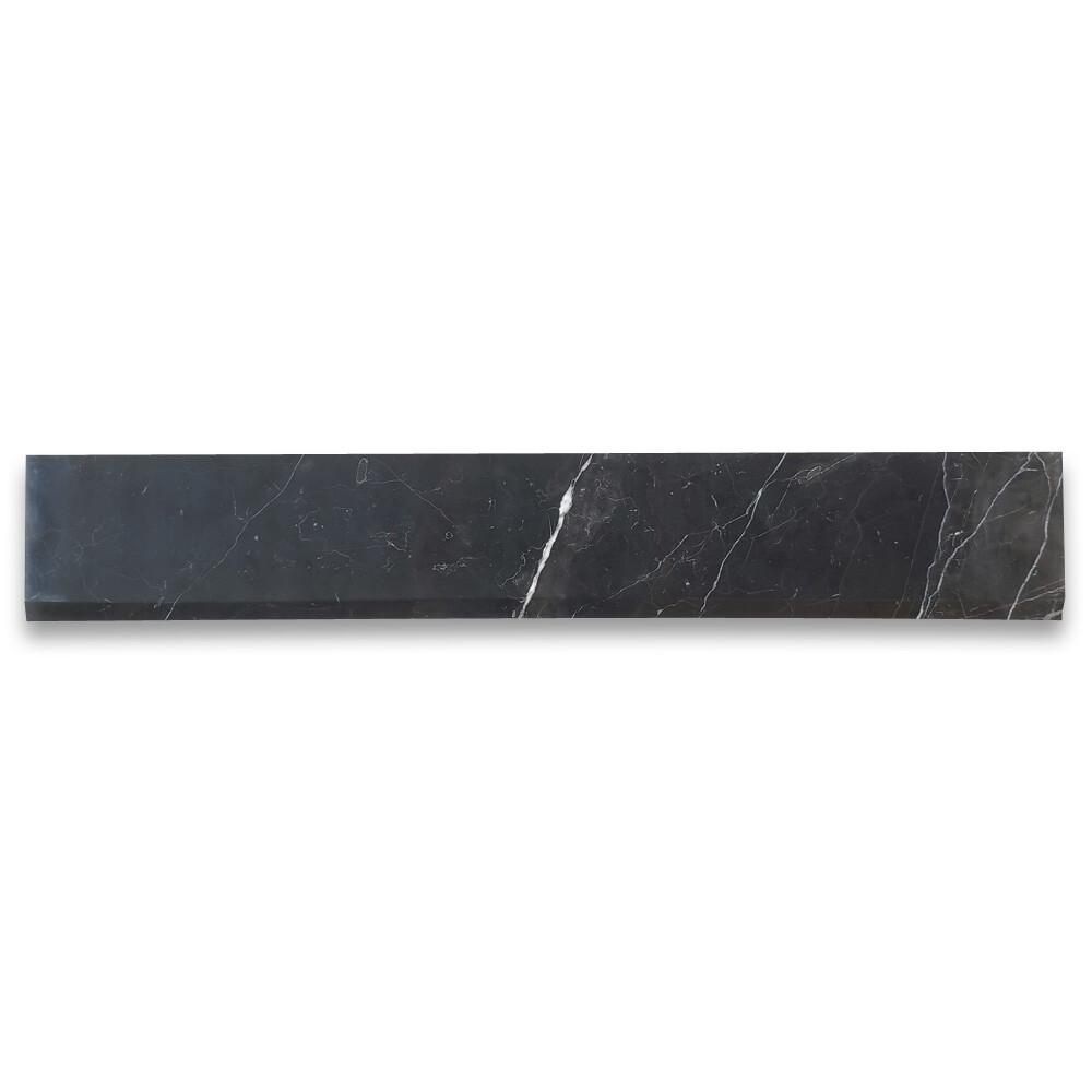 N0BH Nero Marquina Black Marble 6×36 Saddle Threshold Beveled Tile Honed