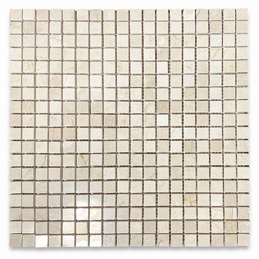 M22XP Crema Marfil Beige Marble 5/8×5/8 Grid Square Mosaic Tile Polished