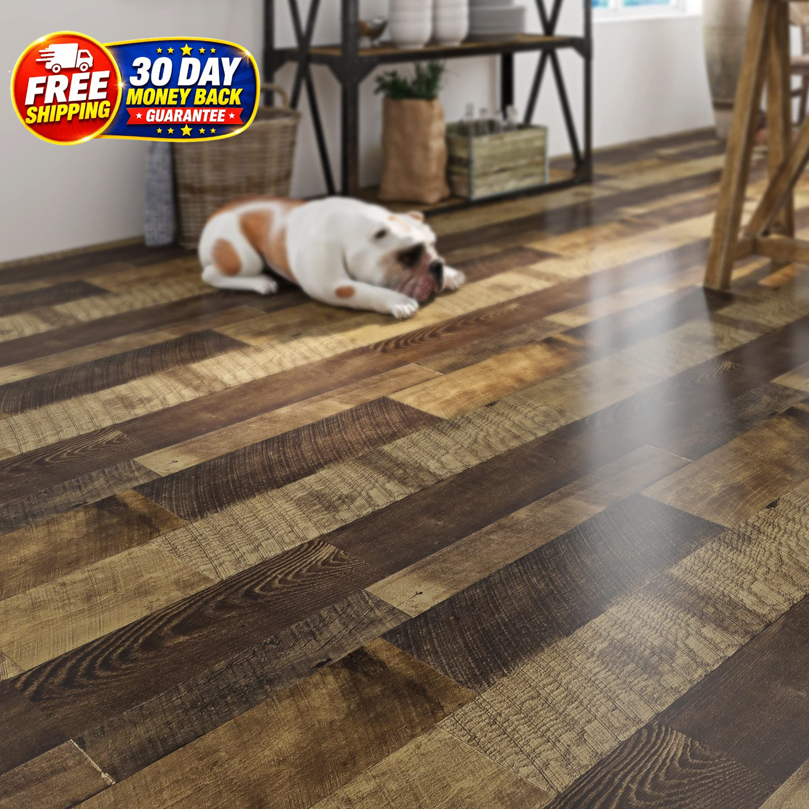 Reclaimed Wood Vinyl Flooring Roll 15.8×78.8 Inch, Plank