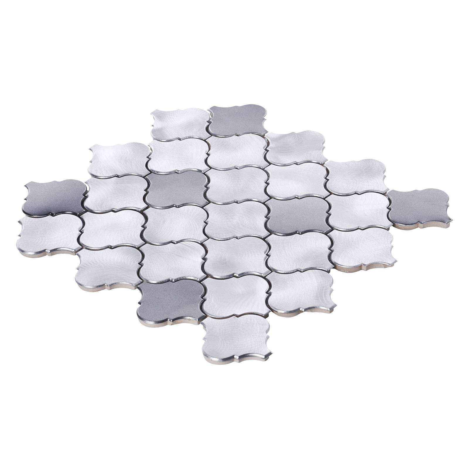 Gray Silver Aluminum Metallic Metal Arabesque Mosaic Tile Kitchen Backsplash