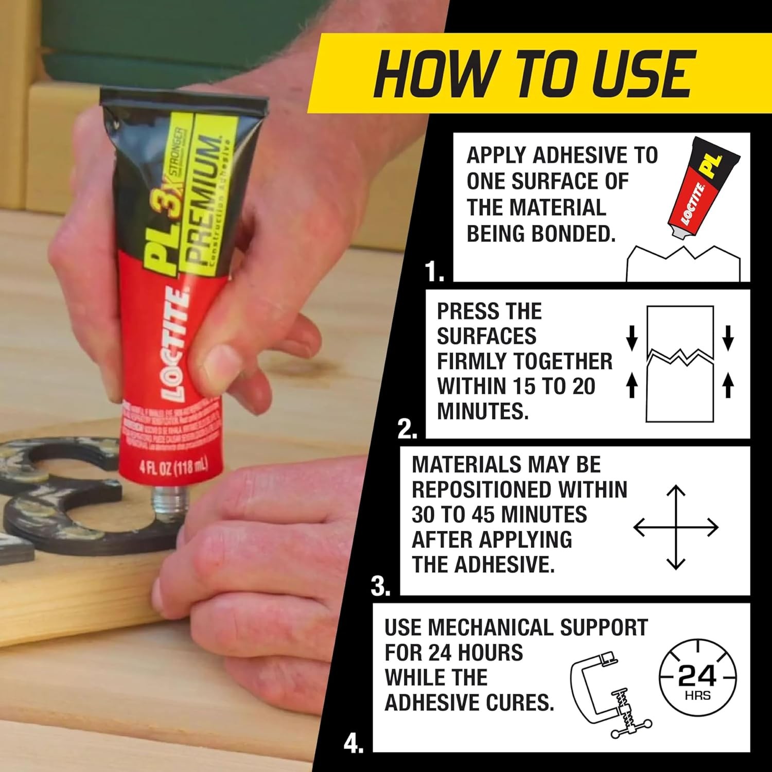Loctite PL Premium Polyurethane Construction Adhesive, 4 fl oz Squeeze Tube, 6 P