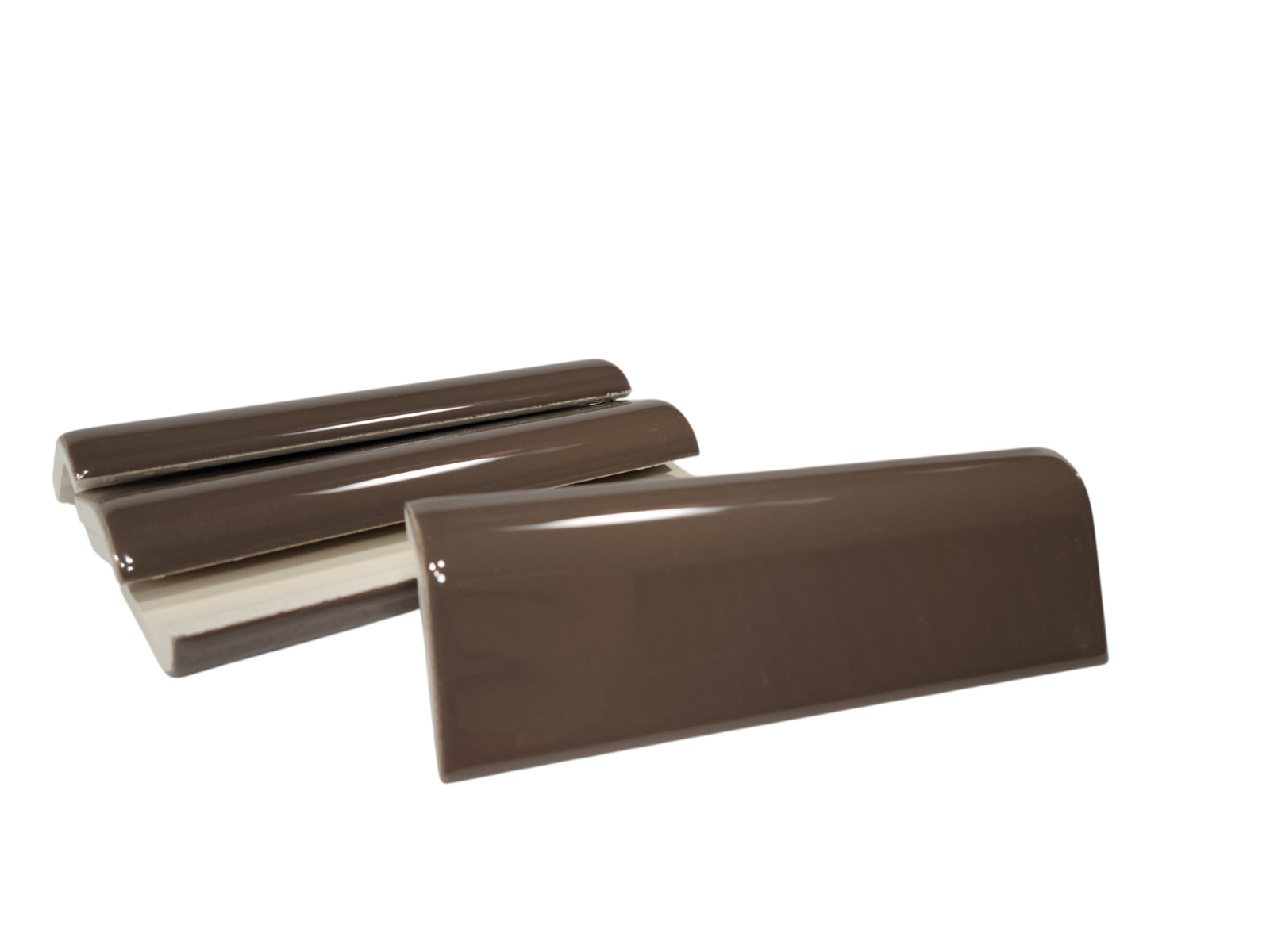 Brown Ceramic Tile Bullnose Mudcap Subway Edge Trim Vintage Mud Cap Curved Edge