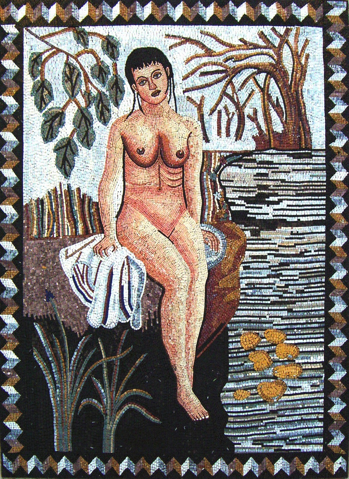 78″x 48″ Handmade Figure Greek/roman Ancient Art Tile Marble Mosaic Stone Decor