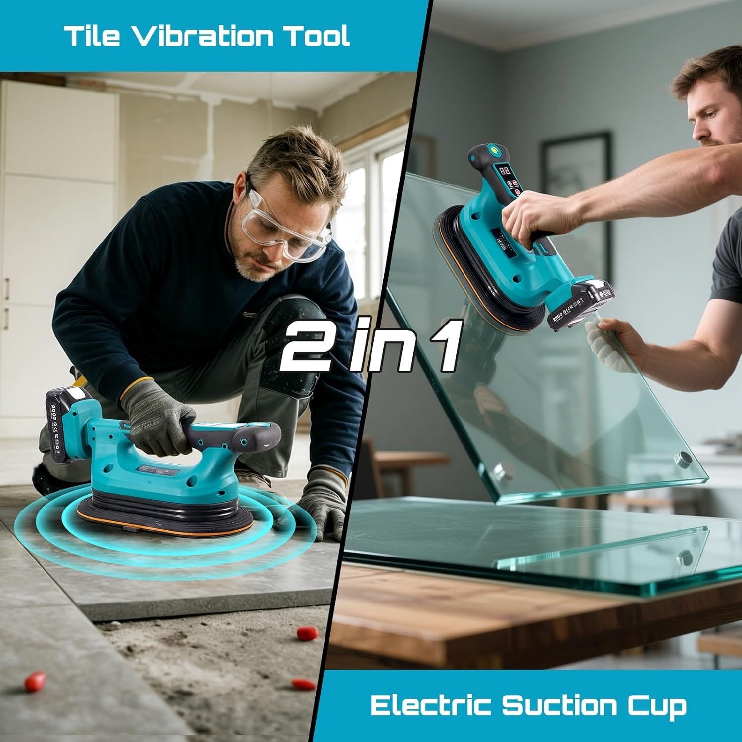 2-in-1 Tile Vibration Tool & Electric Suction Cup 285mm – 12 Speeds, 10 Hours…