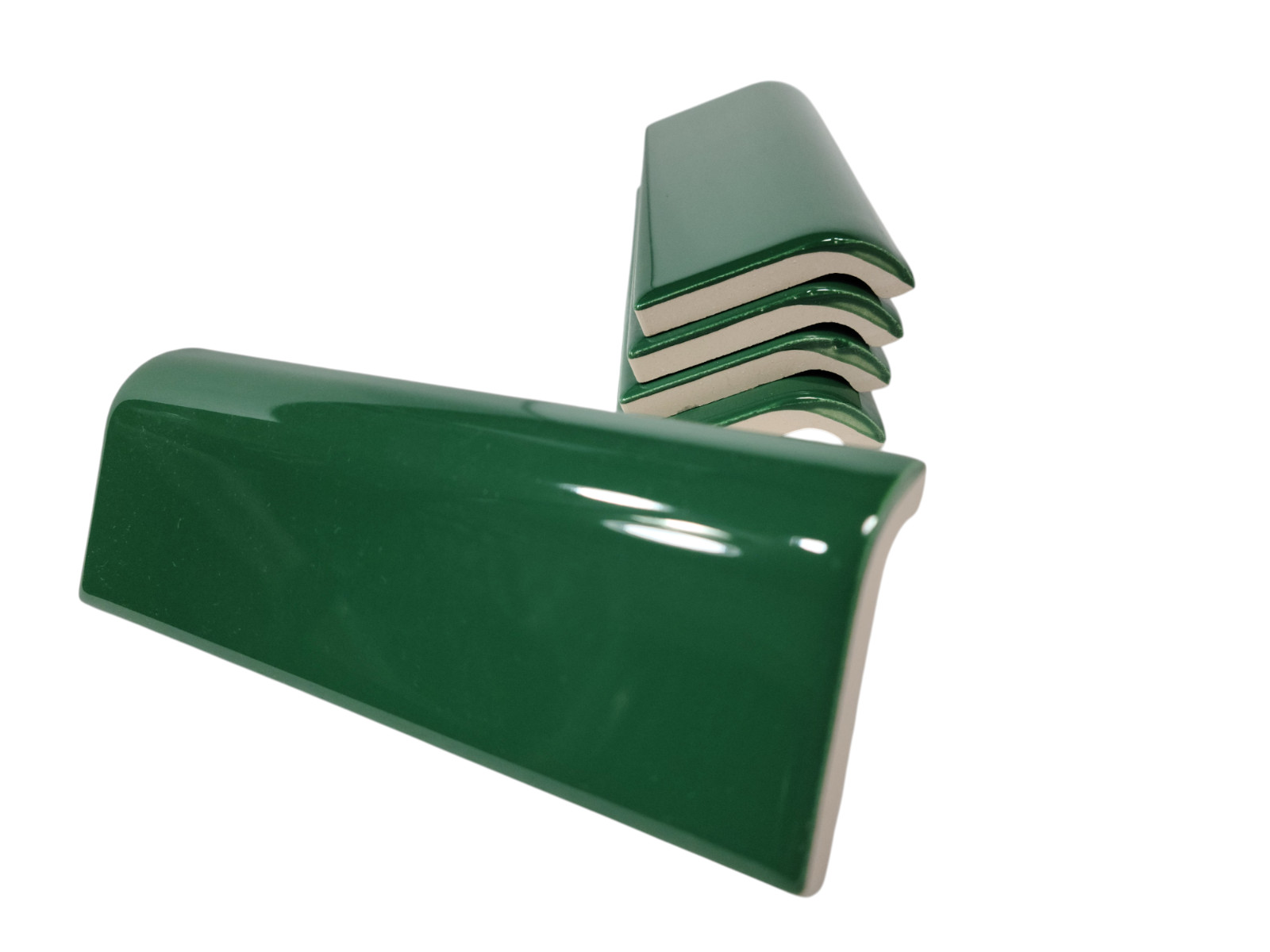 Emerald Green Ceramic Tile Mud Cap Subway Edge Trim Mudcap Mid Century Modern