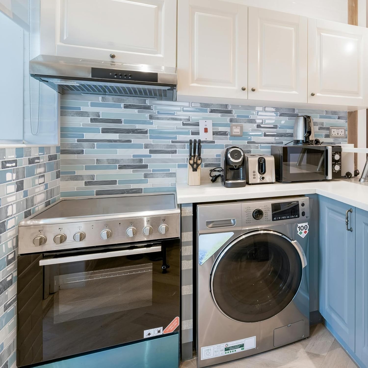 Blue/ Green Pastel Peel and Stick Backsplash 12x12in Heavy-Duty (Pack of 10)