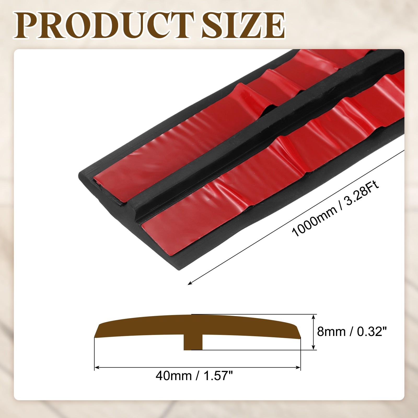T-Molding Transition Strip, 3.28 Ftx1.57″ Flooring Edging Trim, Black