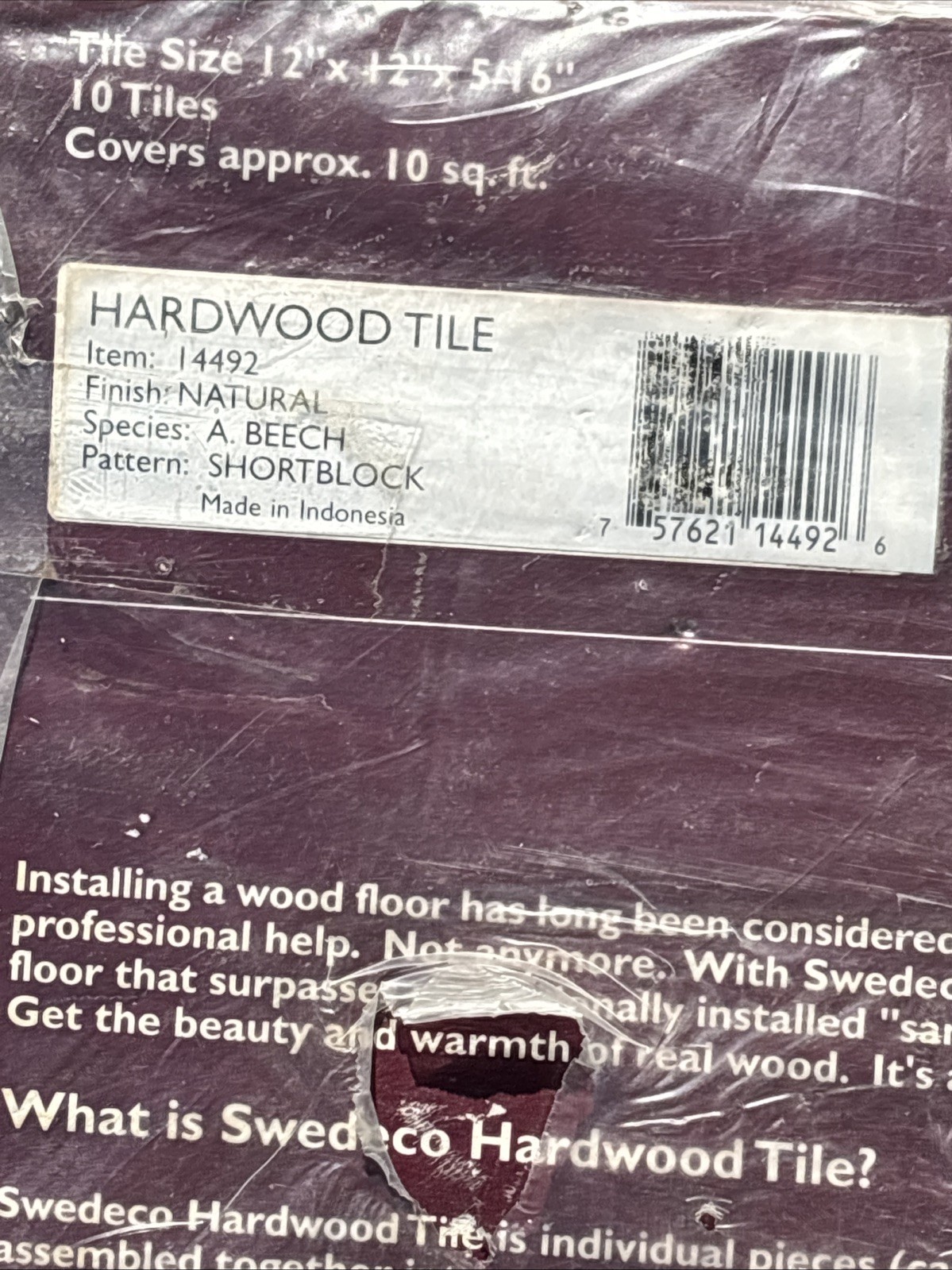 Vintage Beech Parquet Hardwood Tile Flooring (10 Tiles/Package) Swedeco
