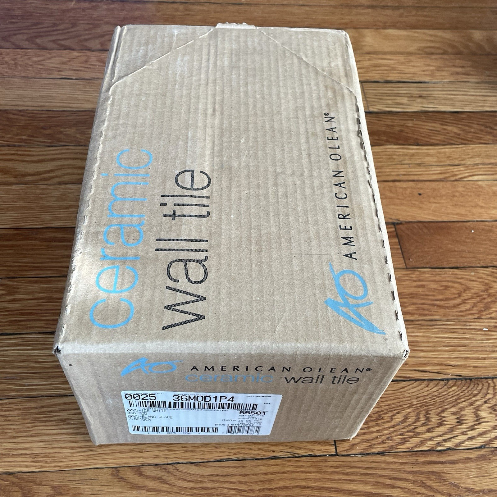 3×6 Ice White Ceramic Subway Tile, American Olean (New Box, 12.5 SF, 100 pc)