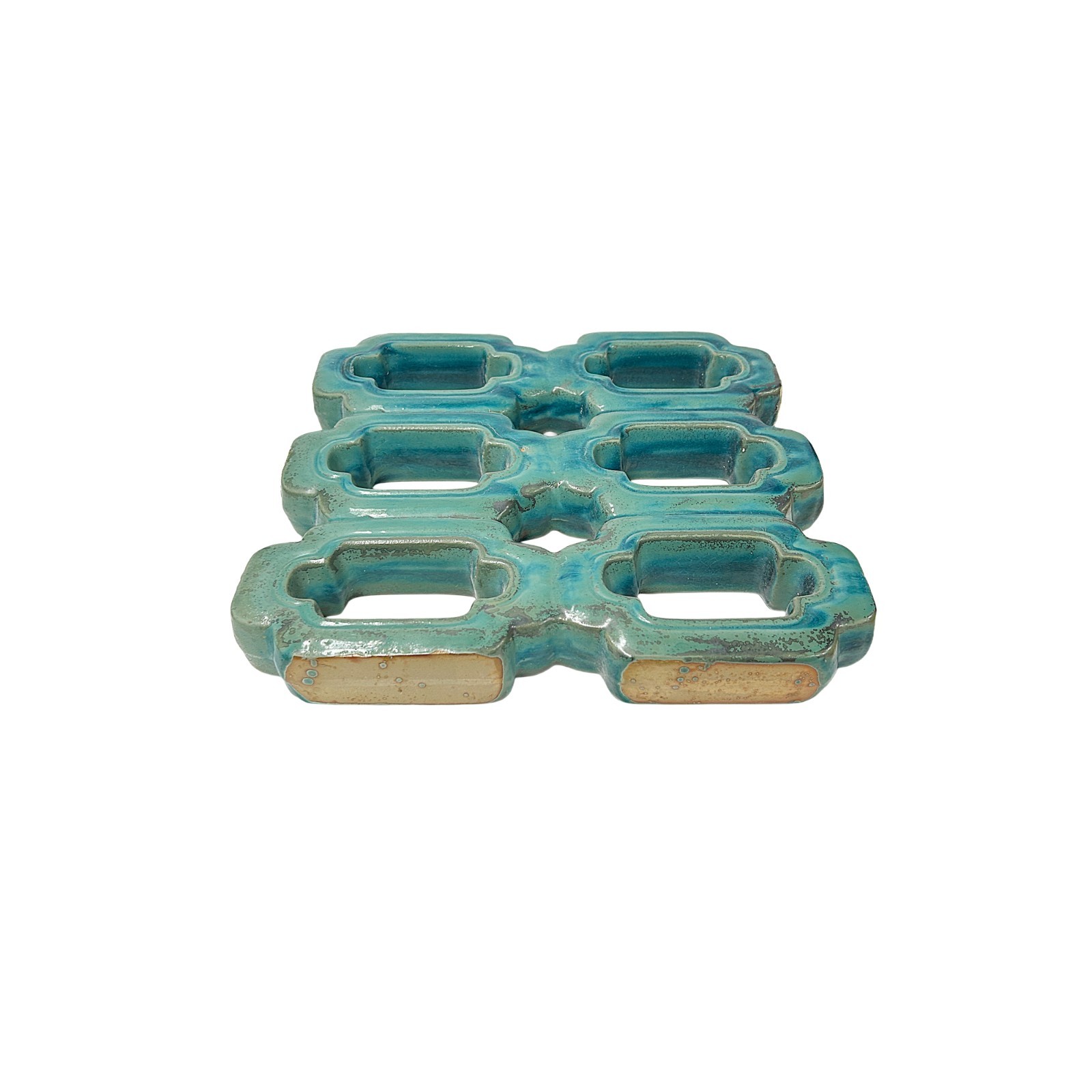 Chinese Rectangular Open Turquoise Mix Glaze Wall Floor Clay Tile GB224