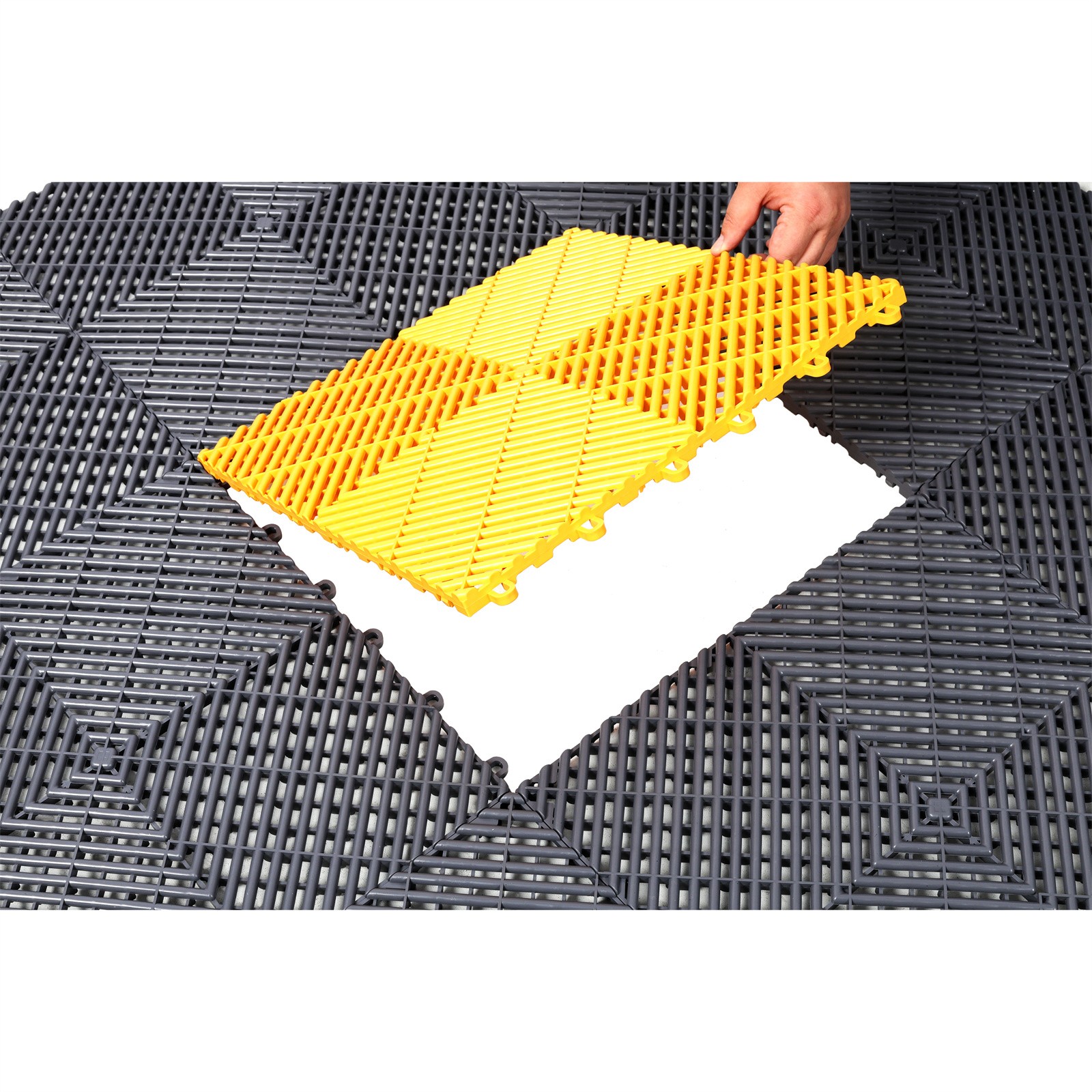 25pcs 15.6×15.6″ Plastic Interlocking Modular Garage Flooring Tile Drainage Tile