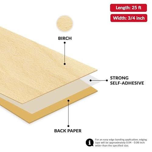 3/4 inch x 25 feet Edge Banding Veneer Tape Peel Stick 3/4 inch x 25 ft Birch
