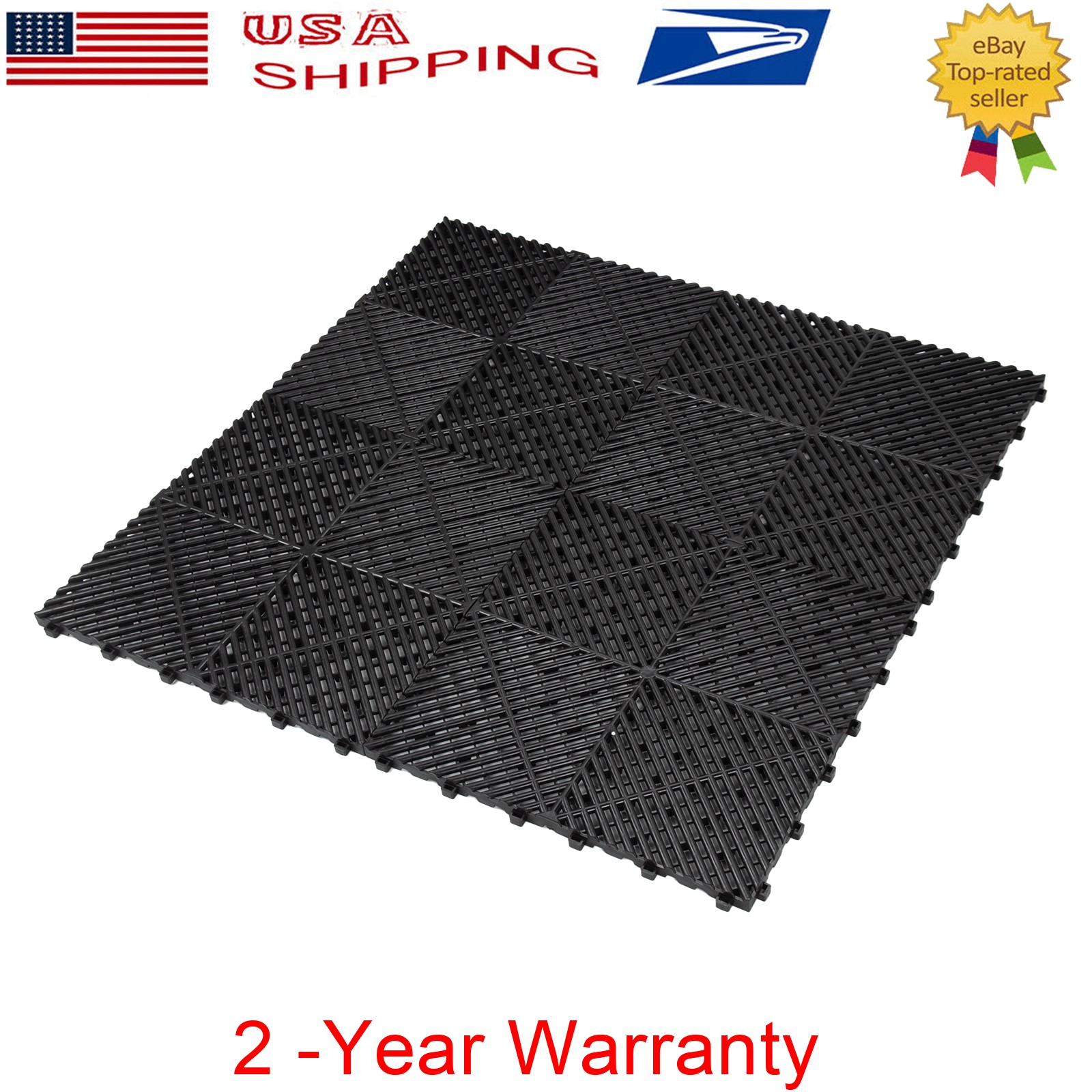 50Pcs Garage Floor Tiles Interlocking PVC 15.75”x15.75” Vented Water Drainage