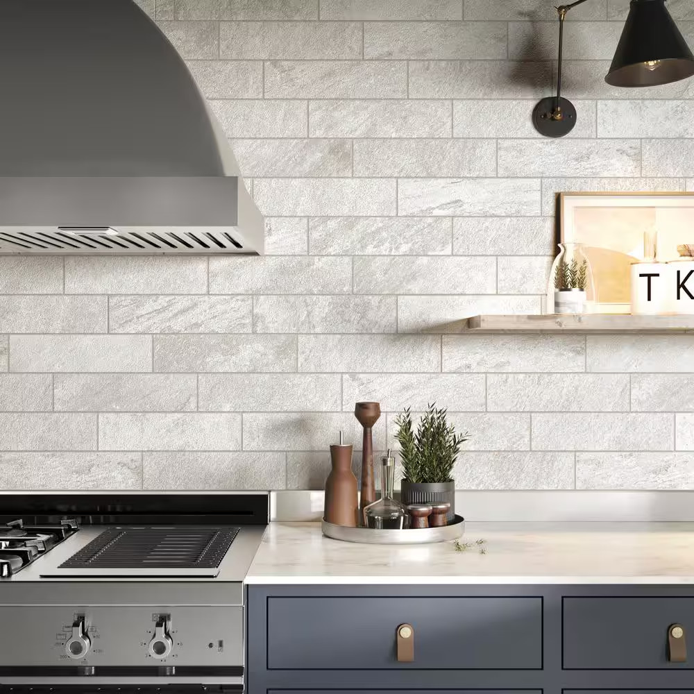 Alpe Graphite Matte 3 In. X 12 In. Quartzite Stone Look Porcelain Floor and Wall
