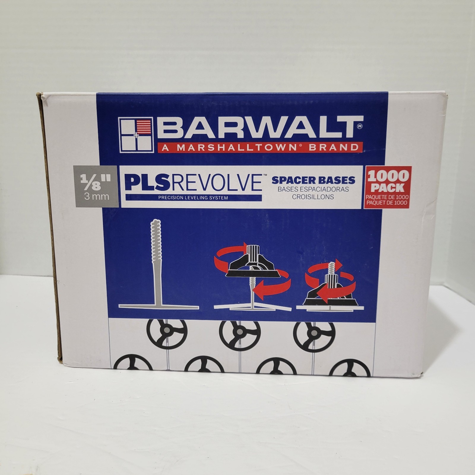 1/8″ Tile Spacer Bases, Nearly Complete 1000-Pack, BARWALT 1/8 inch (3mm)