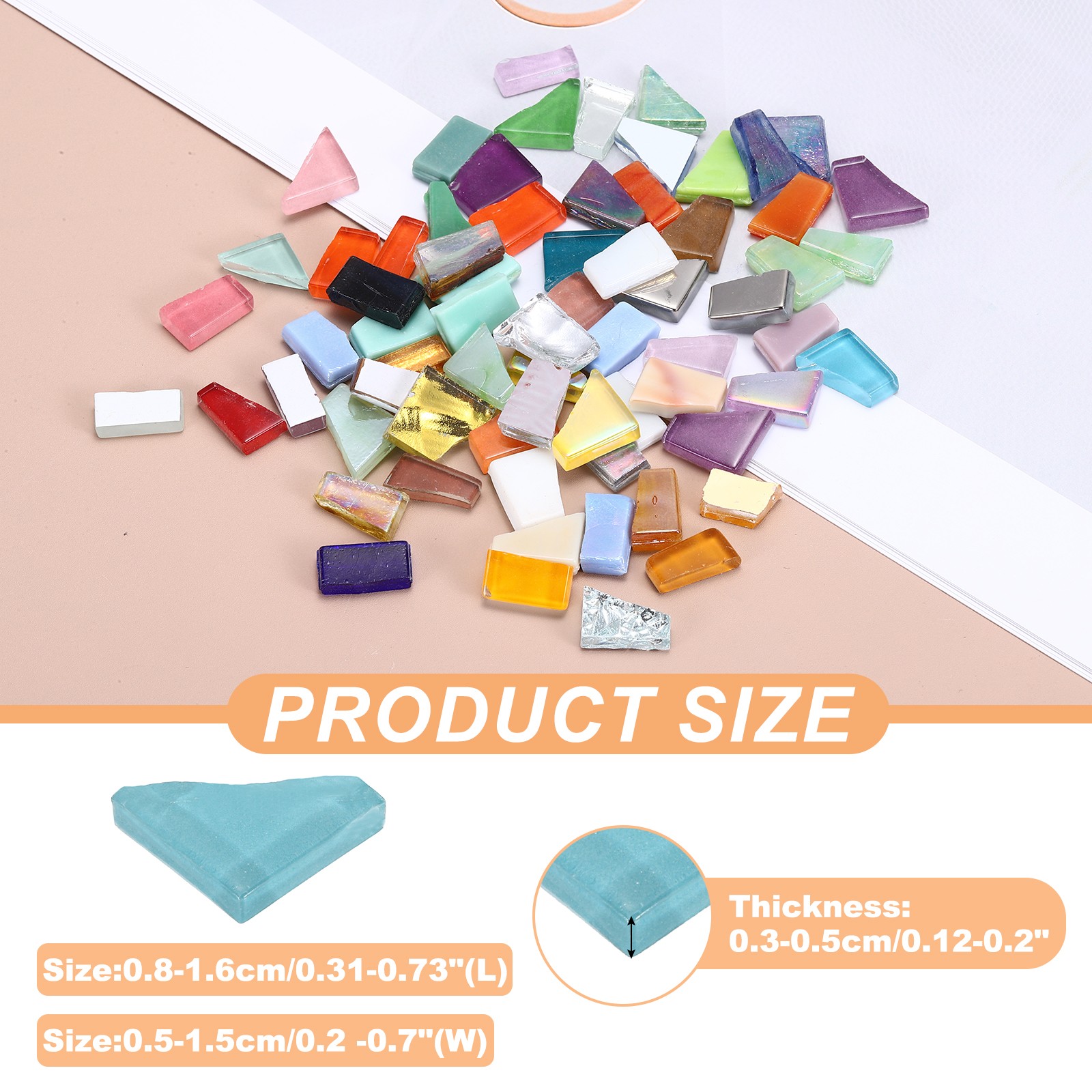 Irregular Glass Mosaic Tiles, for Blue Series 300g/0.7lb