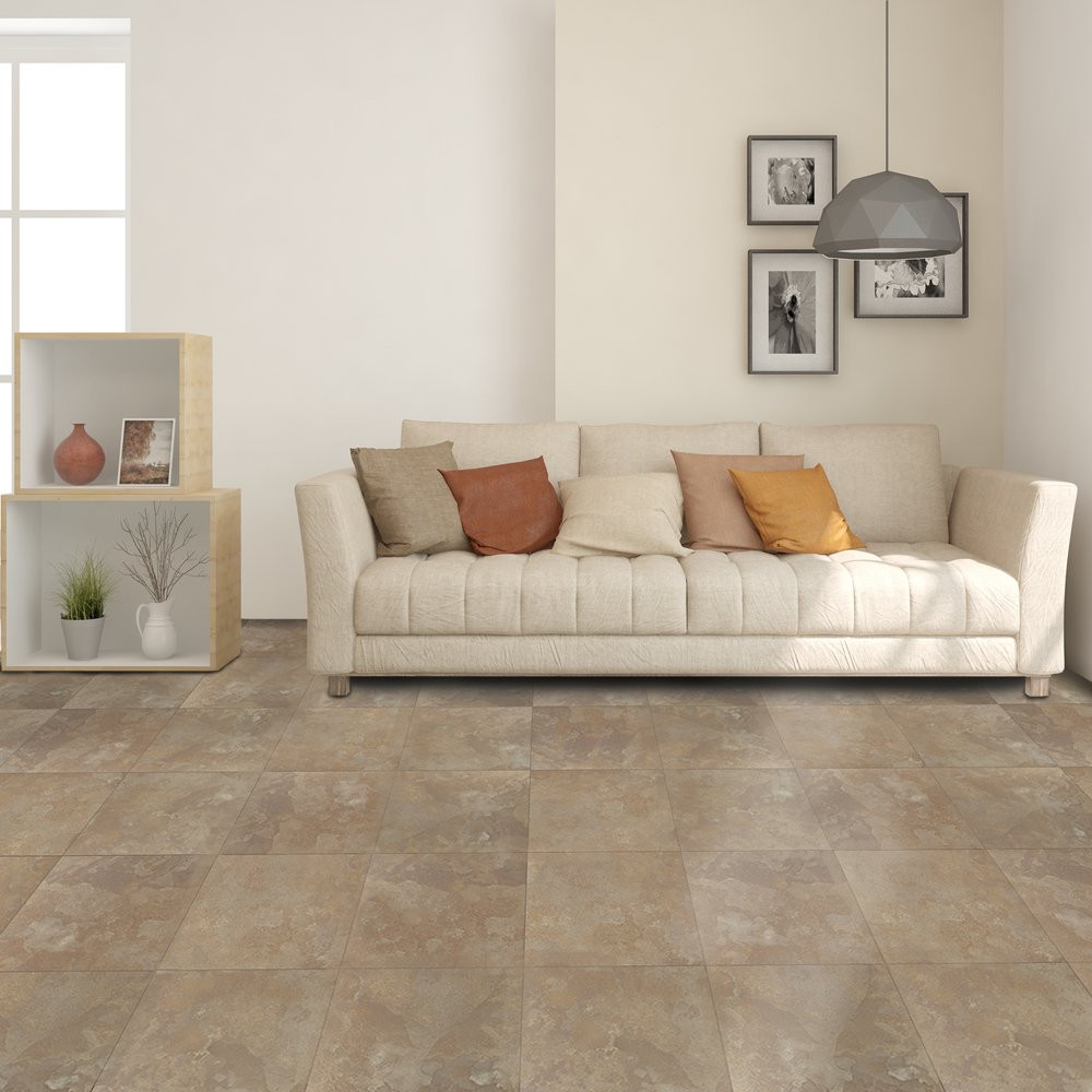 Self Adhesive Vinyl Floor Tile Light Slate Marble 20 Tiles/20 Sq. Ft., 12″ X 12″