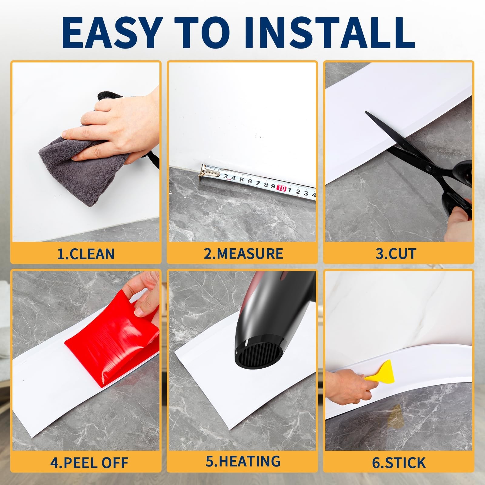Vinyl Baseboard Molding Trim 4 Inch Peel and Stick Cove Base | Self-Adhesive …