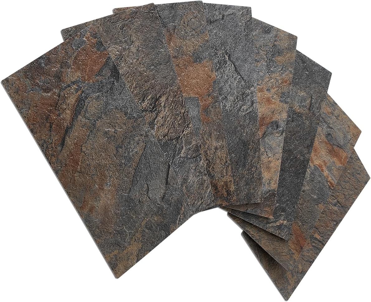 3″ x 6″ Waterproof Peel and Stick Rust Slate Tiles for Elegant Backsplashes