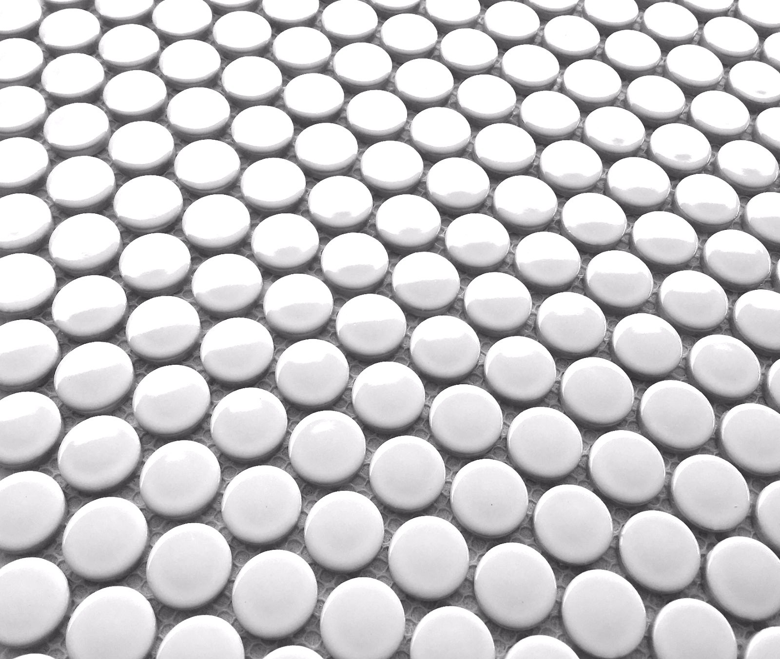 Penny Round Shiny White Porcelain 3/4″ Mosaic Tile Floor Backsplash Kitchen
