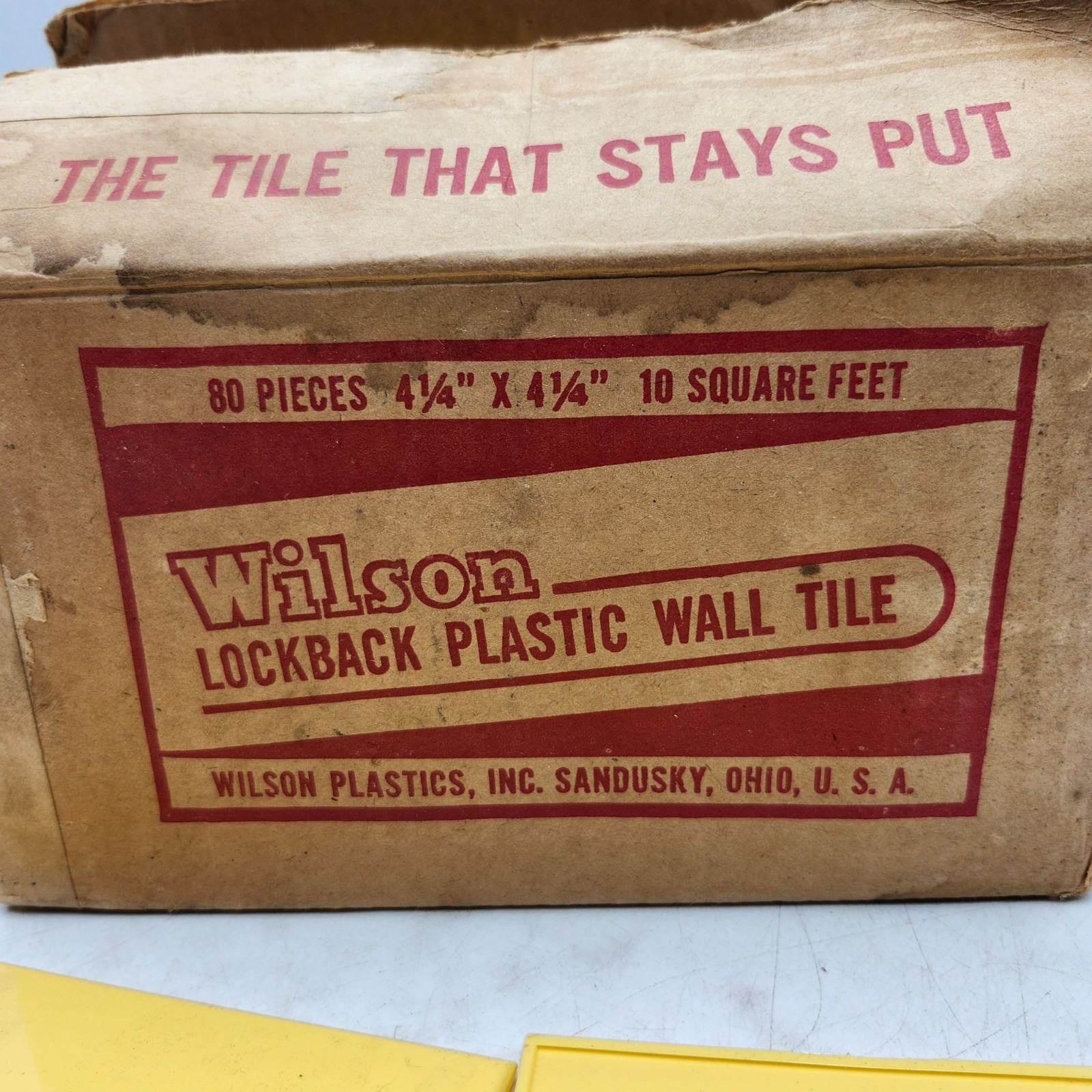 Wilson Lockback Plastic Wall Tile Yellow 80 Pieces 10 Sq Ft Original Box 4.25in