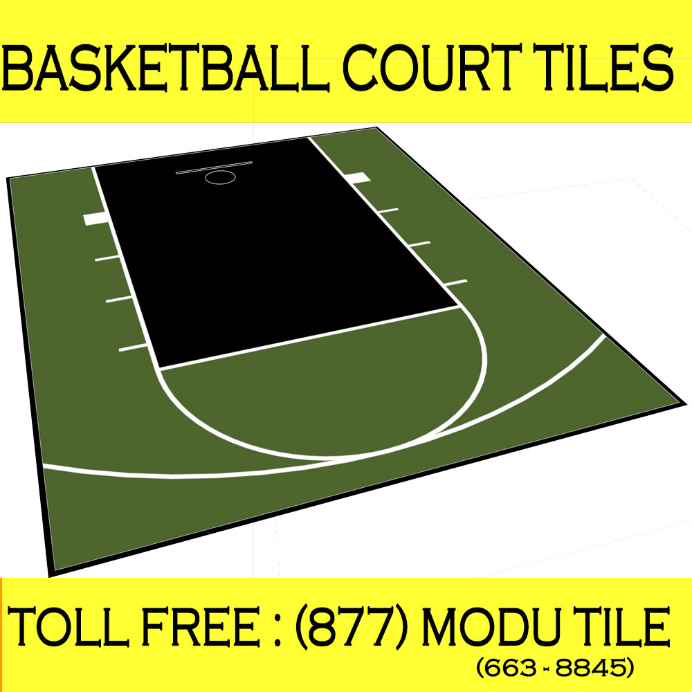 20ft x 24ft Outdoor Basketball Half Court Kit-Lines and Edges Included-Green/Blk