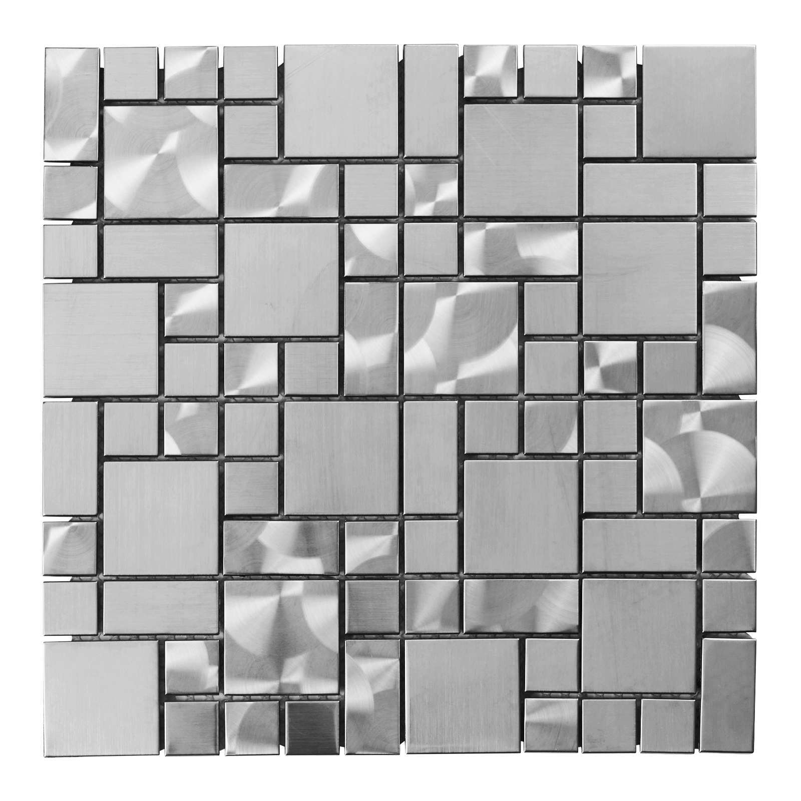 Brushed Nickel Stainless Steel Square Metal Mosaic Tile Kitchen Bath Backsplash