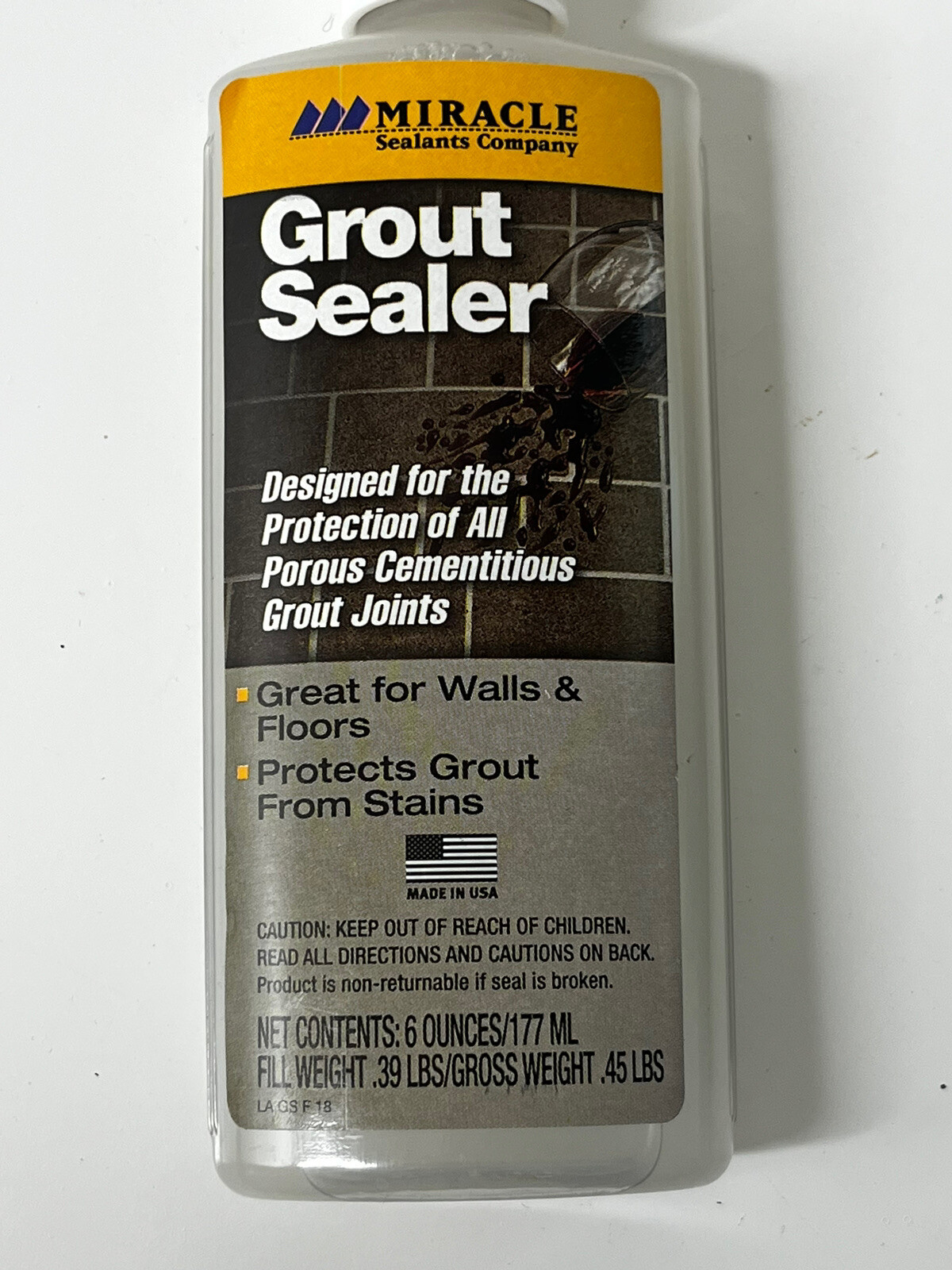 Miracle Sealants Grout Sealer Tile Joint Protector w/ Brush Tip 6 oz Lot of 2