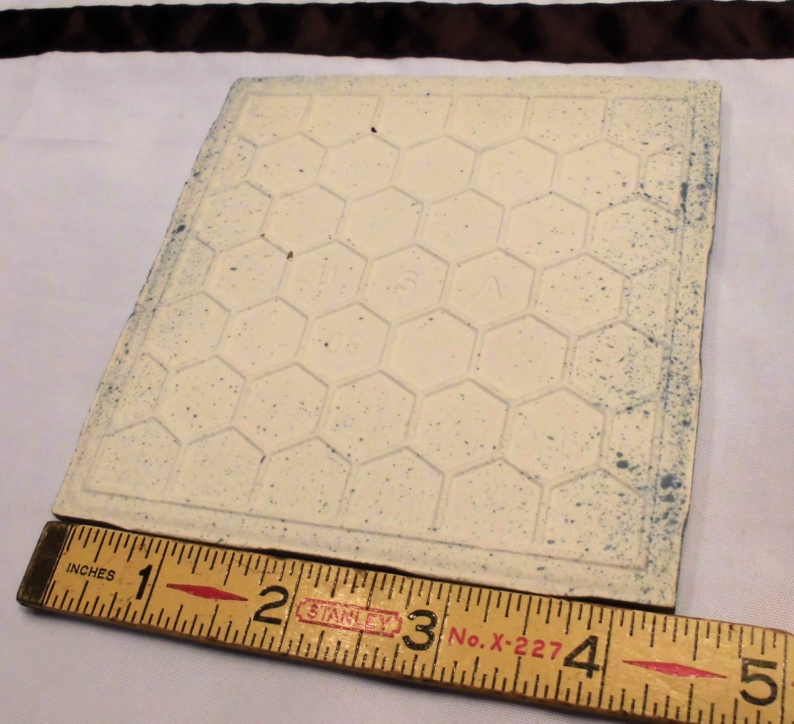 1 pc. *Thunder Blue* Matte Ceramic Tiles 4-3/8″ Crystal Glazed by M.C.T. NOS