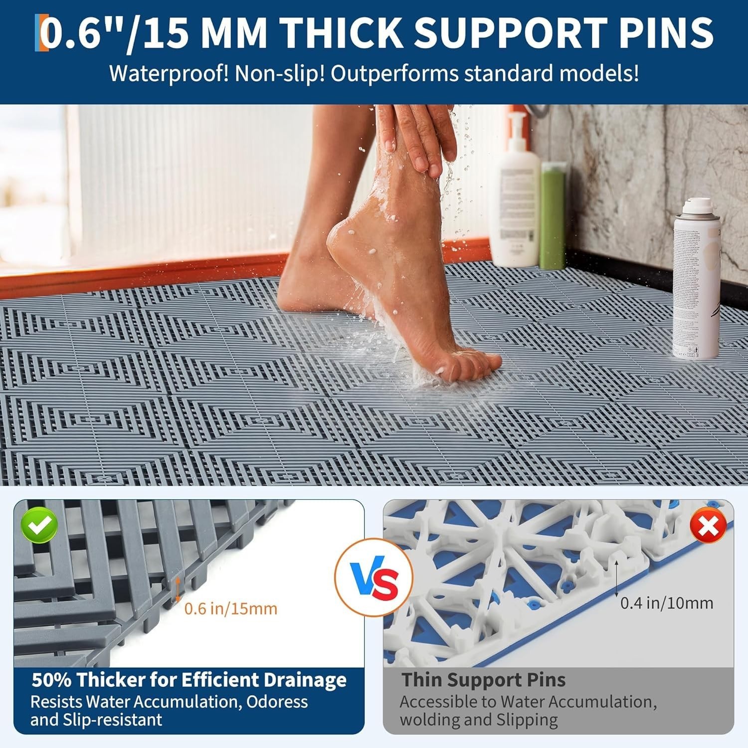 100 Pack Interlocking Floor Tiles 12 x 12 Inch Non-Slip Mats with Drainage Holes