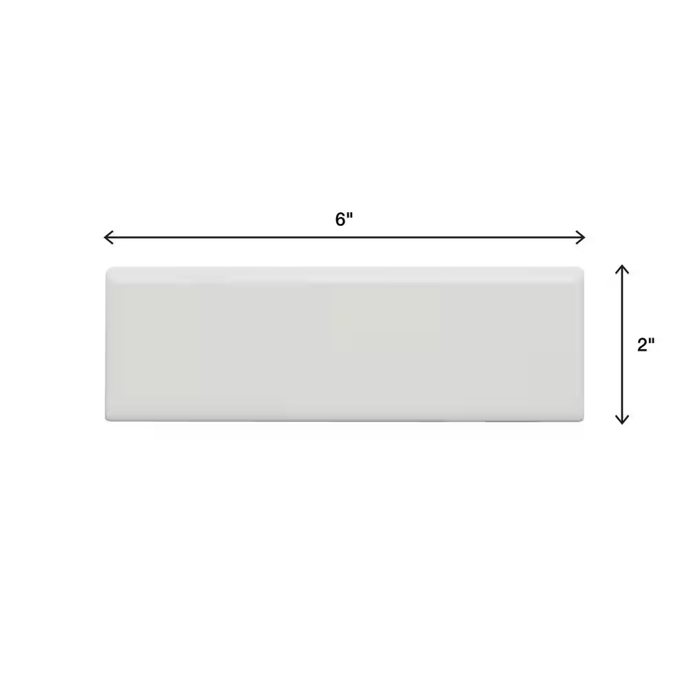 Restore Bright White 2 In. X 6 In. Ceramic Bullnose Trim Tile (2.4 Sq. Ft./Case)