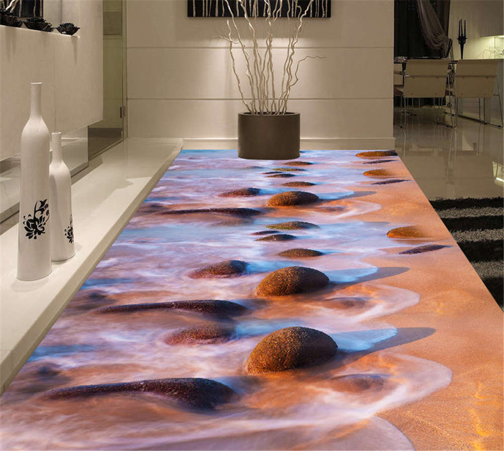 Irregular Riverbed 3D Floor Mural Photo Flooring Wallpaper Home Print Decoration