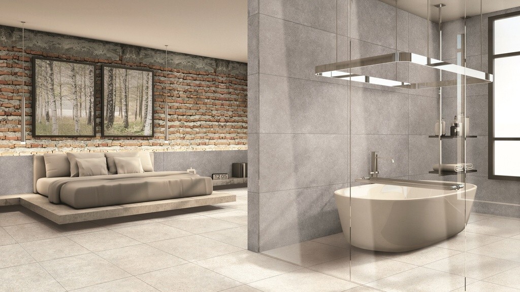 Almond stone concrete look porcelain matte 24×48 & 36×36