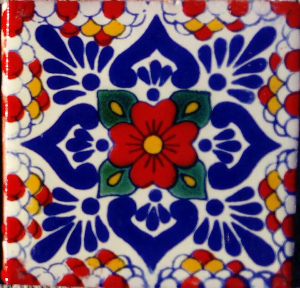 9 MEXICAN TILES WALL OR FLOOR USE TALAVERA MEXICO CERAMIC HANDMADE POTTERY C#117