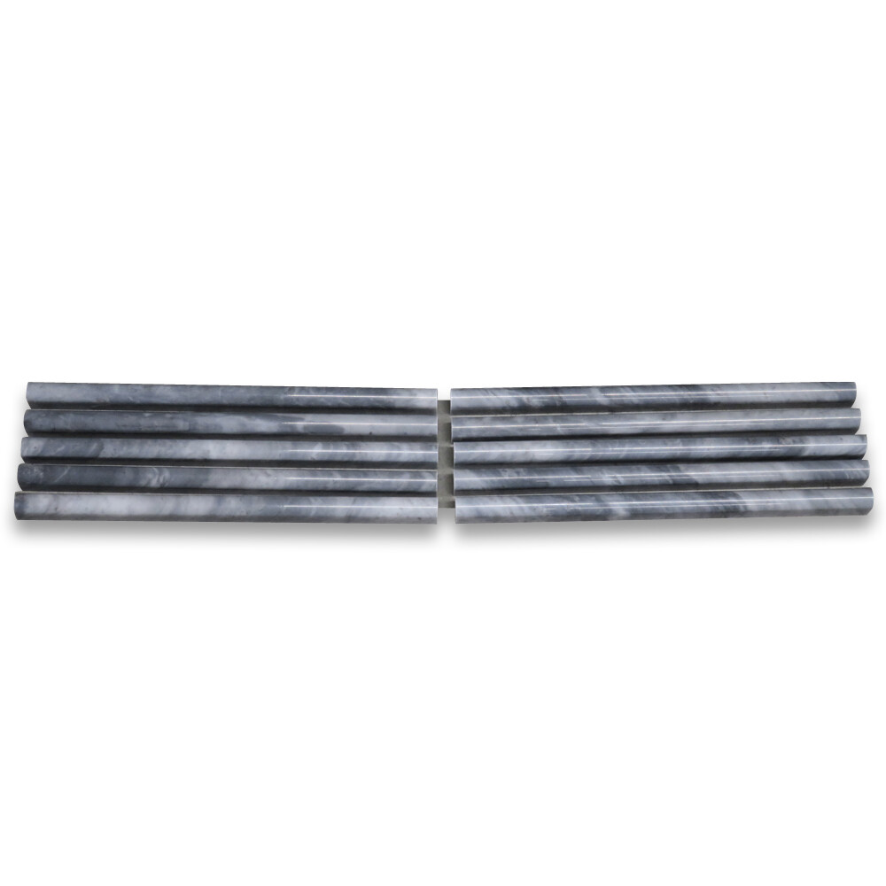 K17P Bardiglio Gray Dark Grey Marble 5/8×12 Pencil Liner Molding Polished
