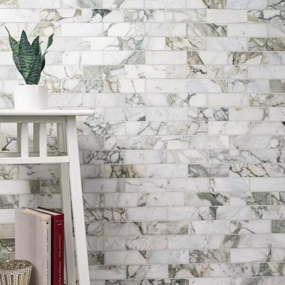 Coranado Green 12 In. X 12 In. Honed Marble Mesh-Mounted Mosaic Floor and Wall T