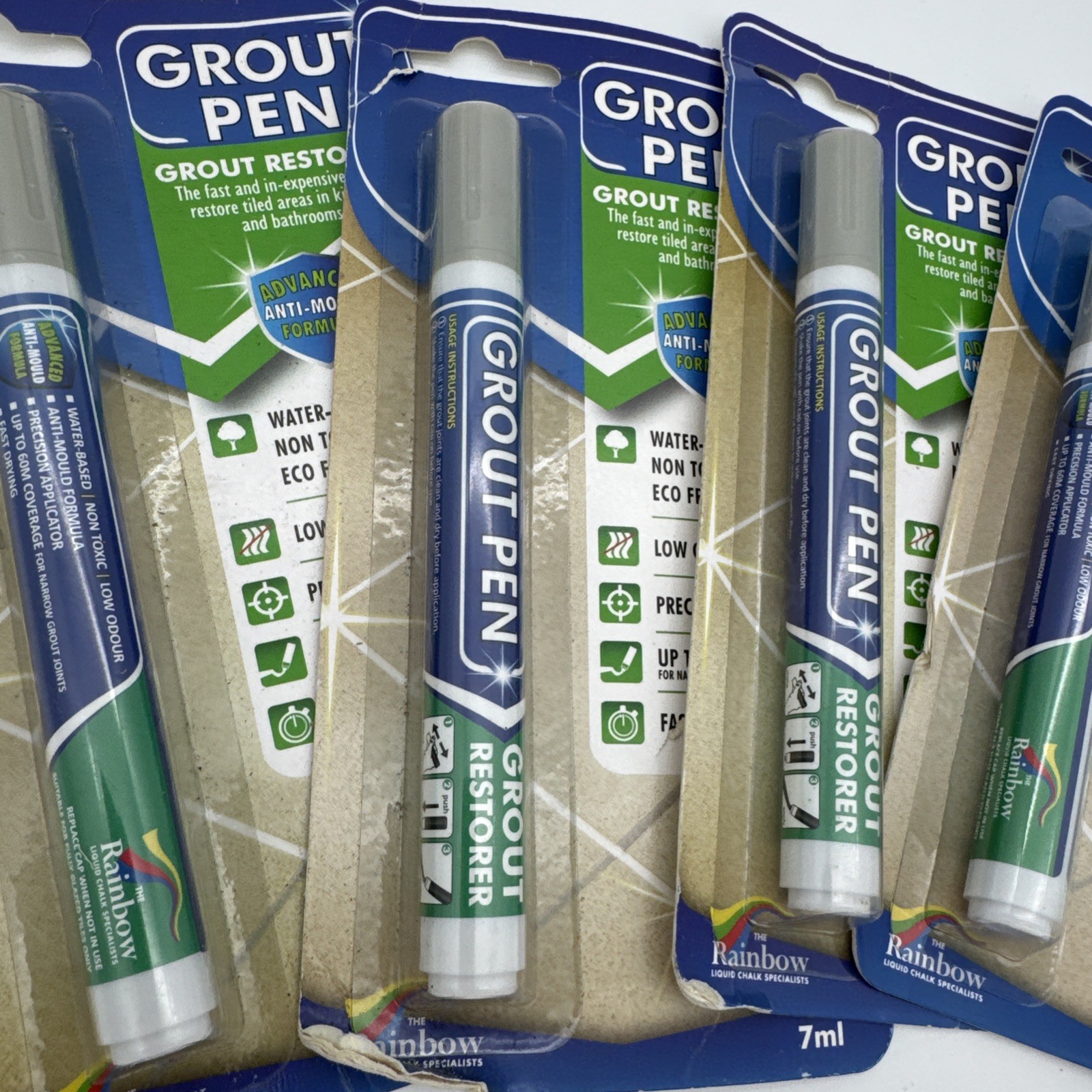 Grout Pen Light Grey Tile Paint Marker: Waterproof Narrow Tip 4 Pack