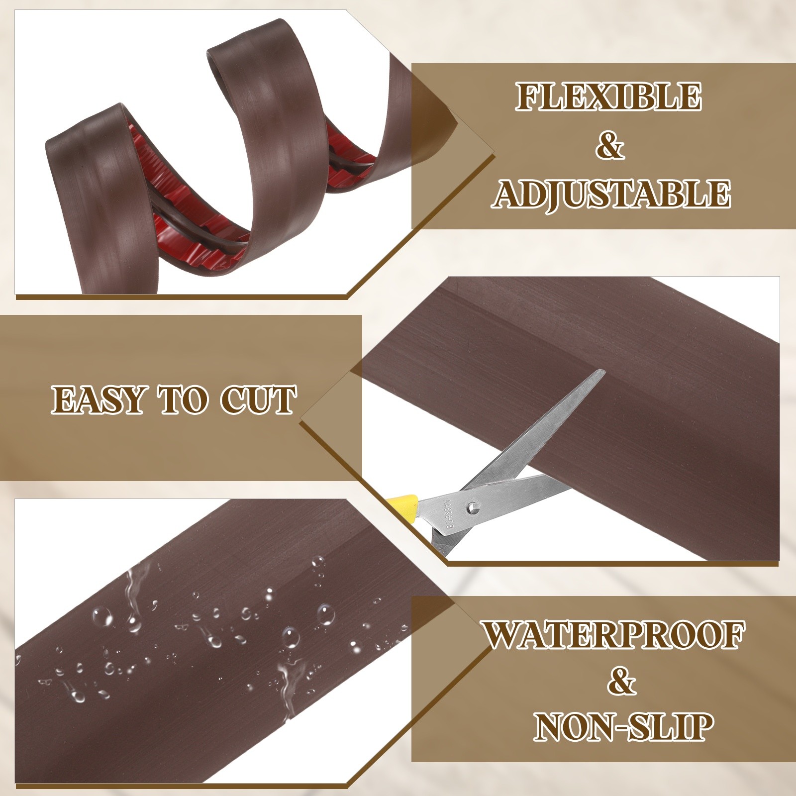 T-Molding Transition Strip 16.4 Ftx1.57″ Flooring Edging Trim Brown