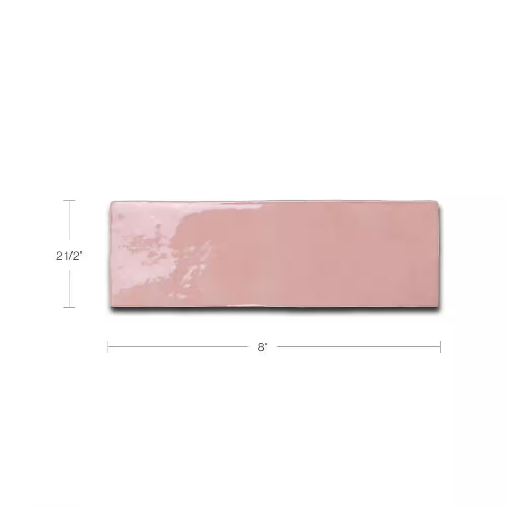 Cloe Subway Glossy Pink 2.5 In. X 8 In. Handmade-Look Ceramic Wall Tile (10.64 S