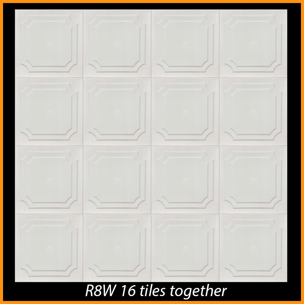 Ceiling Tiles Glue Up Styrofoam 20×20 R8 White Pack of 96 pcs 253 sq ft