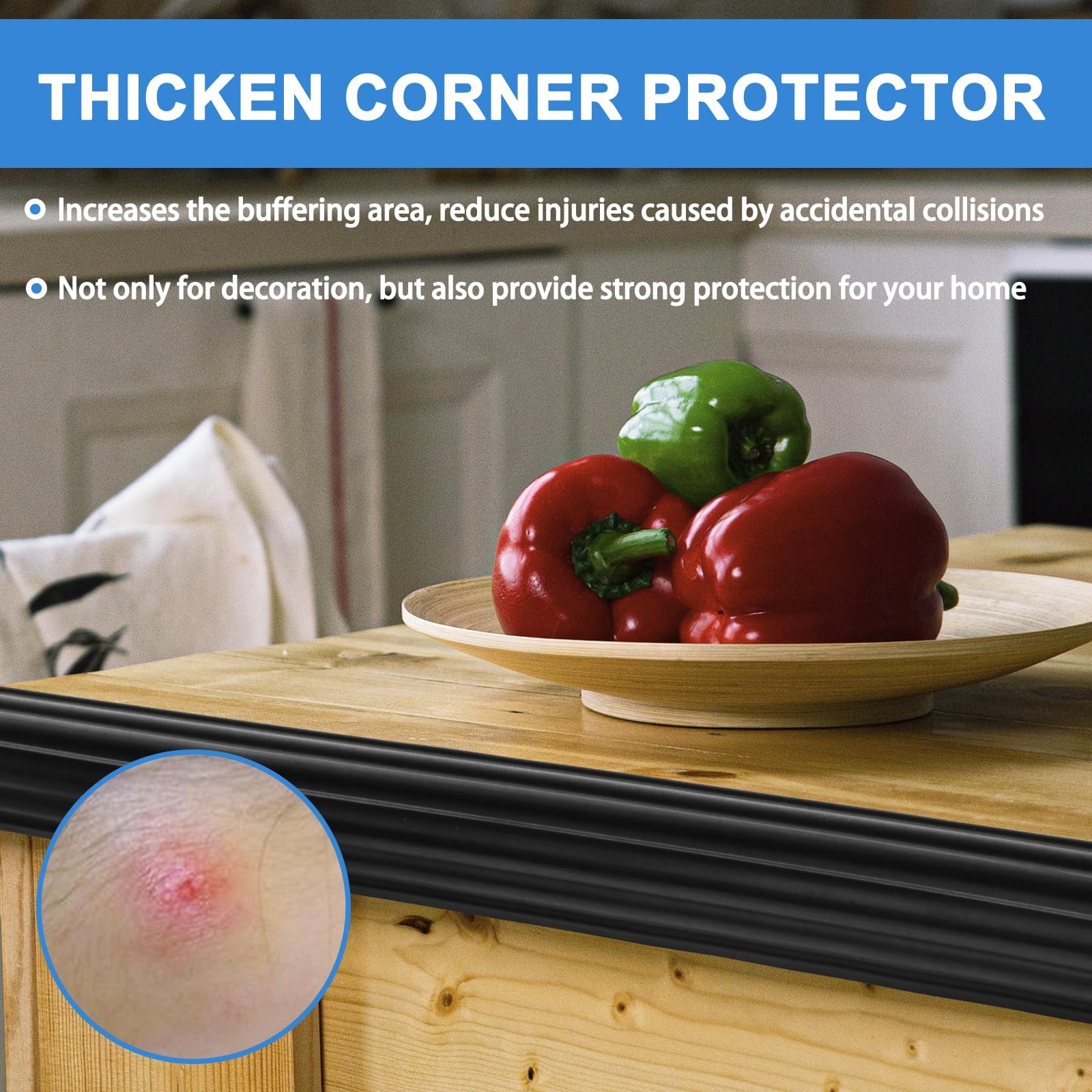 Wall Corner Protector Peel and Stick Trim 0.8 In x 10 Ft, Black