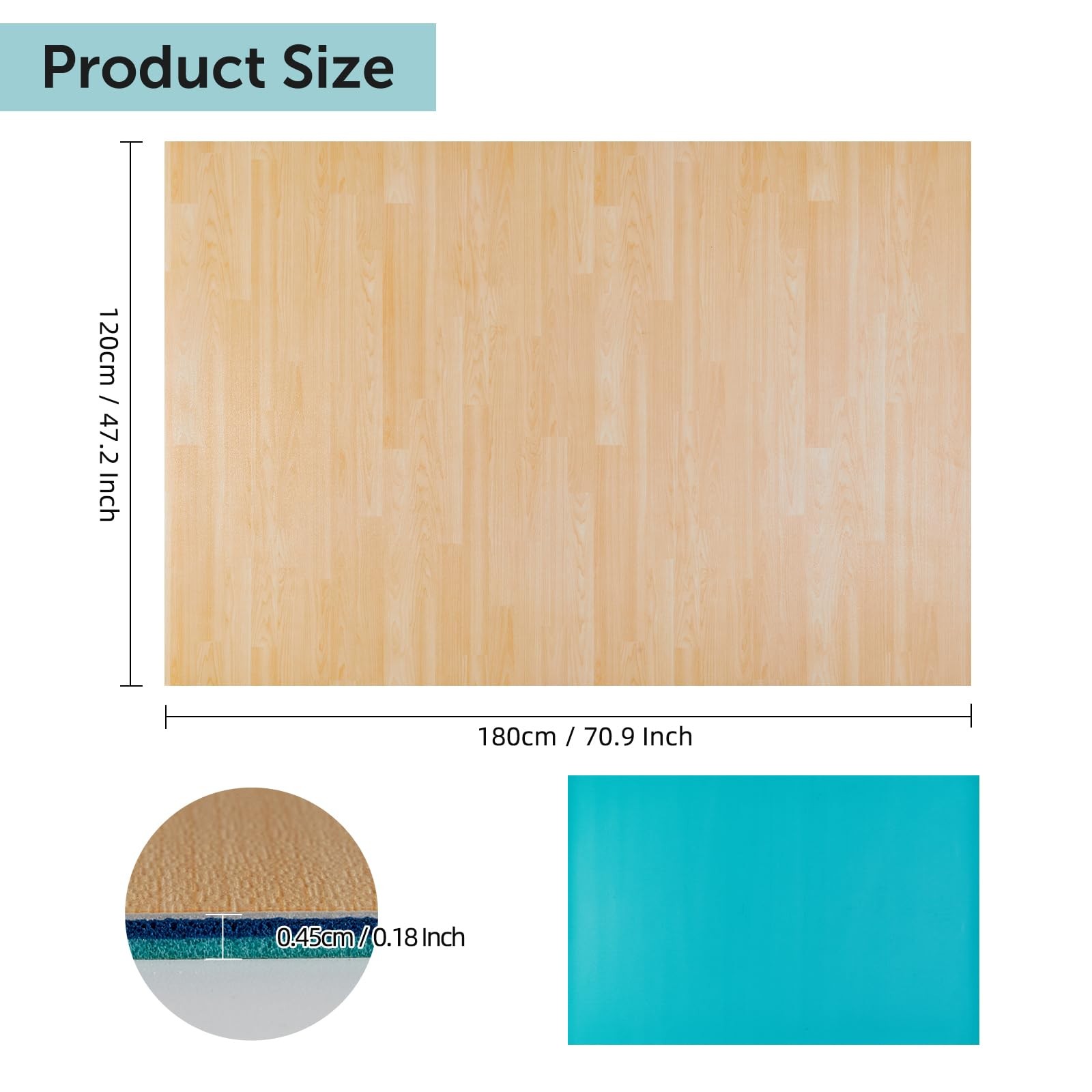 Tristcily Marley Dance Floor, 4Ft x 6Ft Portable 4.5MM, Wood Color