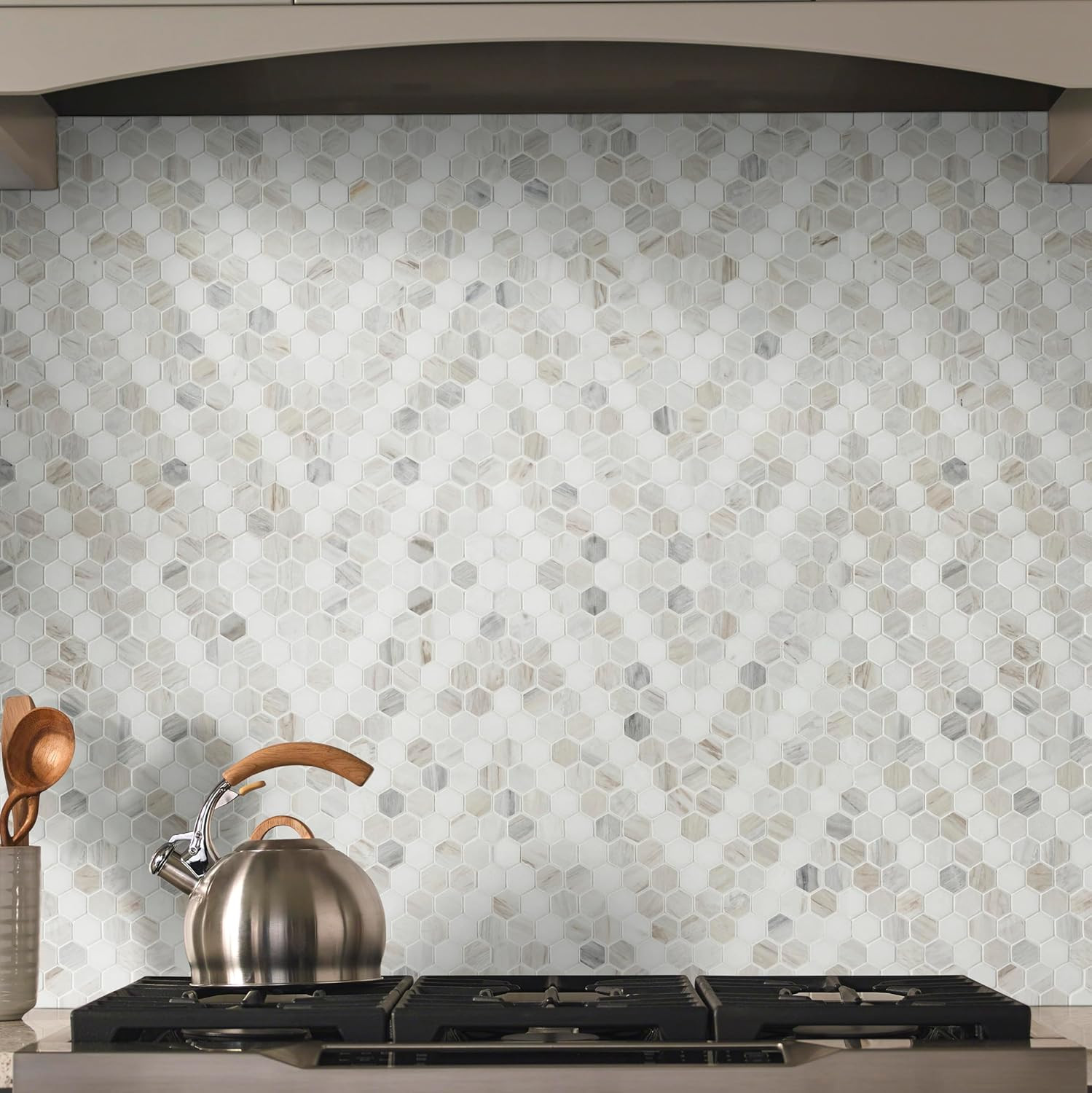 Angora Sazi 11×14 Polished Marble Hexagon Tile for Elegant Kitchens & Baths