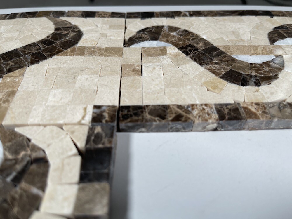 B0024P Marble Mosaic Border Listello Tile Melody Emperador 4×13.4 Polished