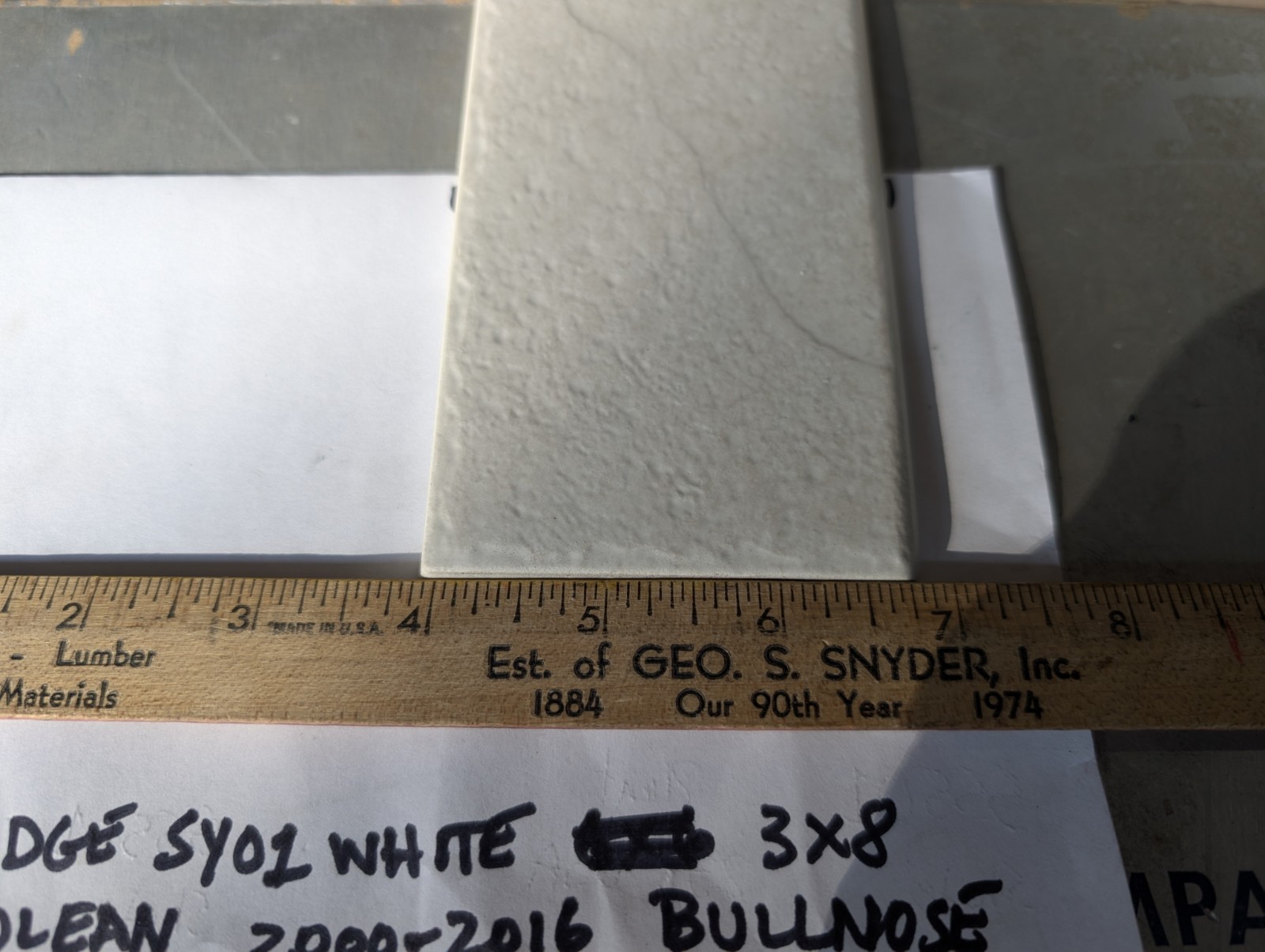 2 pcs American Olean Ceramic Tile Sandy Ridge series “White” SY01 3×8 Bullnose