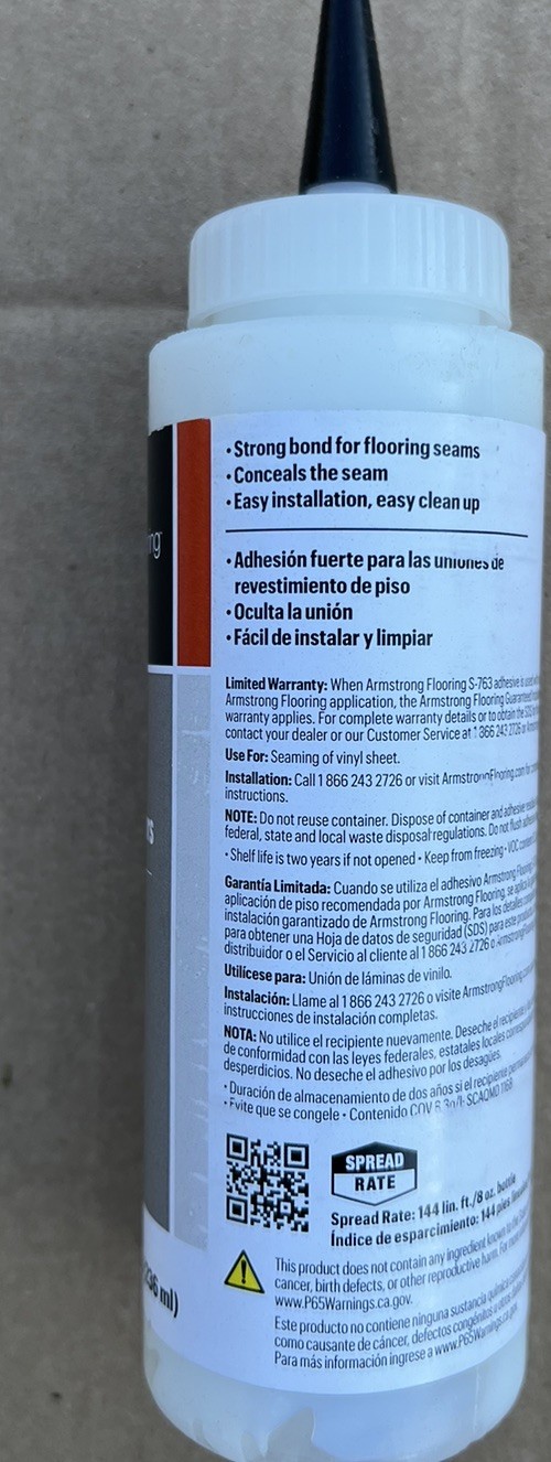 Armstrong Flooring S-763 Seam Adhesive Seam Sealer Sheet vinyl 8Oz Each Lot of 6