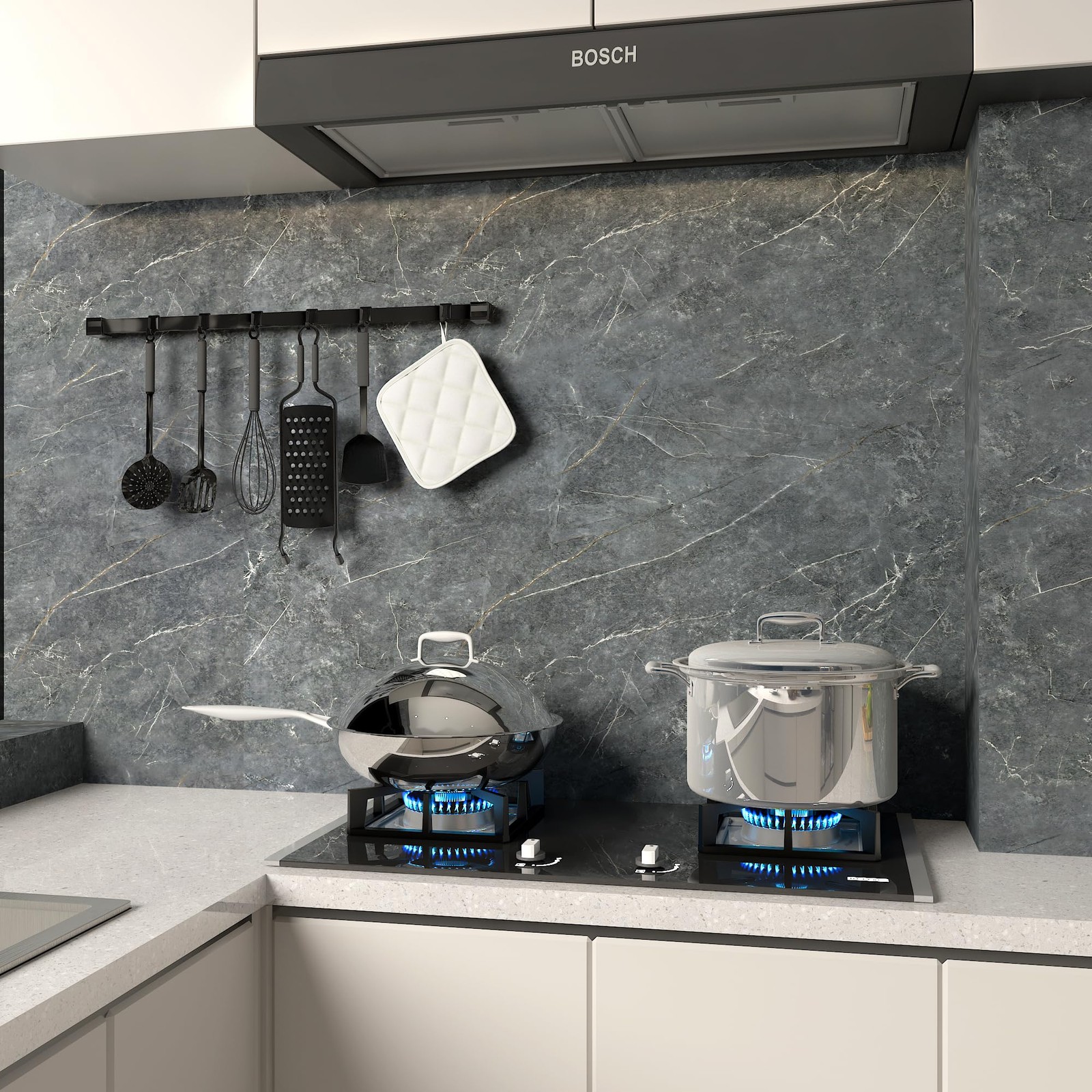 Grey Marble Peel and Stick Matte Flooring Waterproof Stick on Flooring 24″x19…
