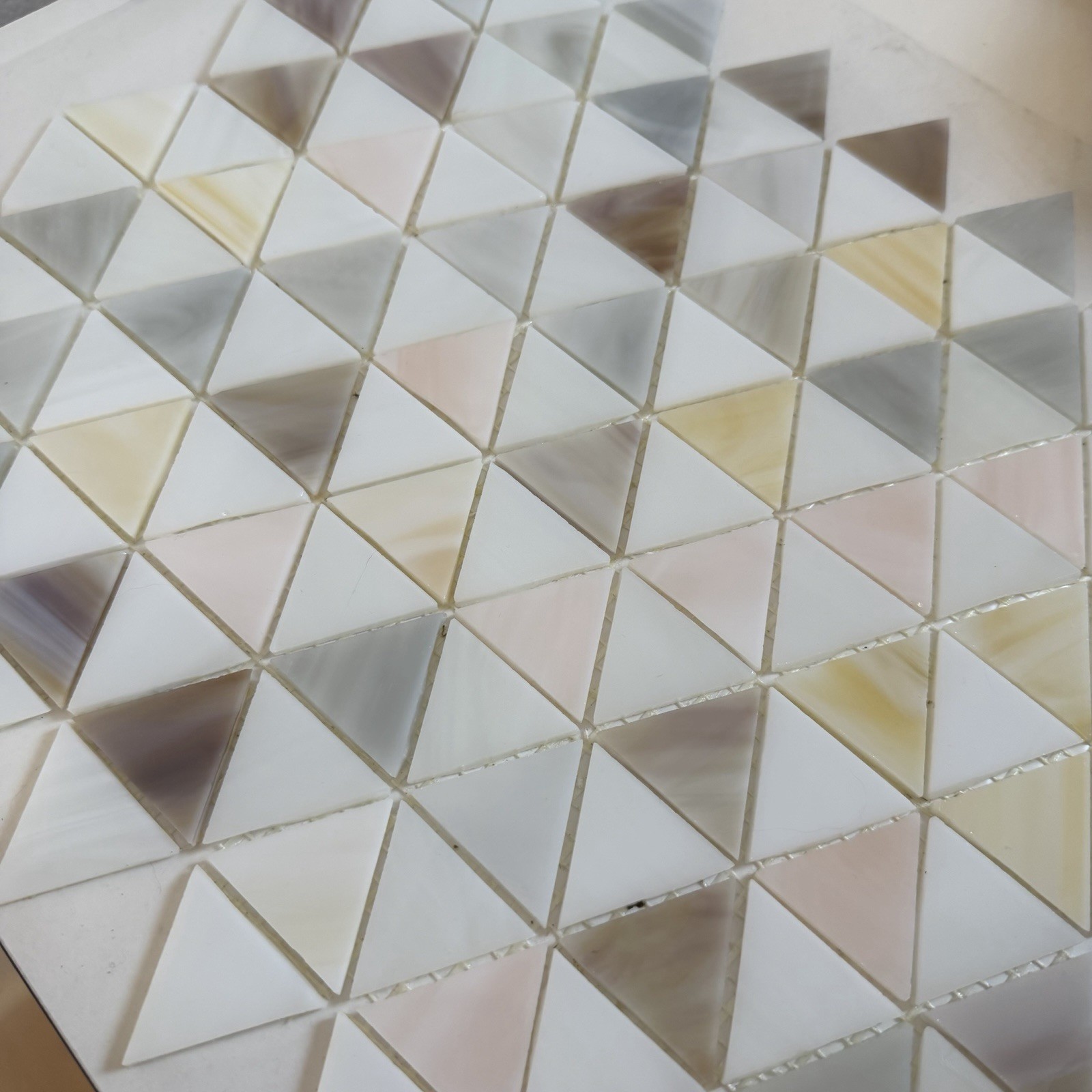 Artistic Tile Trombone Triangles Pink Blend Glass Mosaic Luxury Tile Sheets