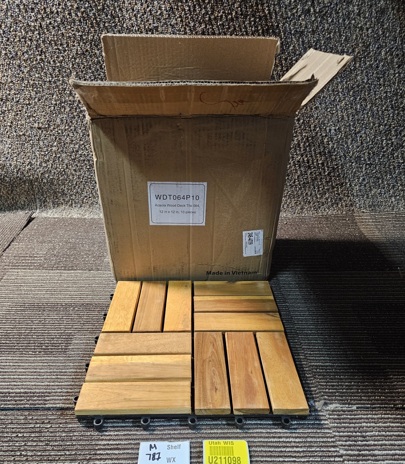 (QTY 10) 12″ x 12″ Acacia Wood Interlocking Flooring Tiles Deck Tile WDT064P10